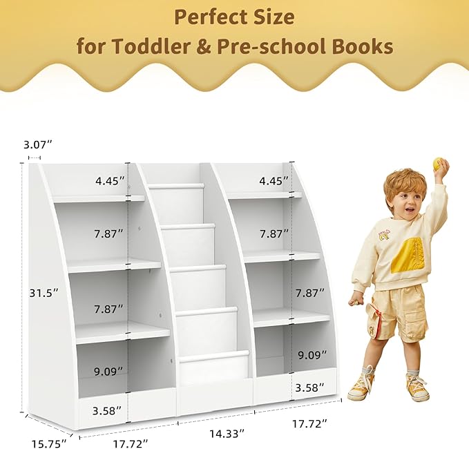4 Tier Kids Bookshelf, 4 Layer Sling Kids Book Shelf - Image 6