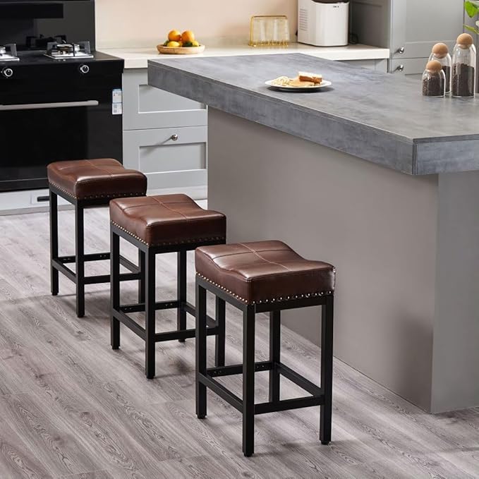 Counter Stools Set of 2 Upholstered Counter Height Bar Stools - Image 7