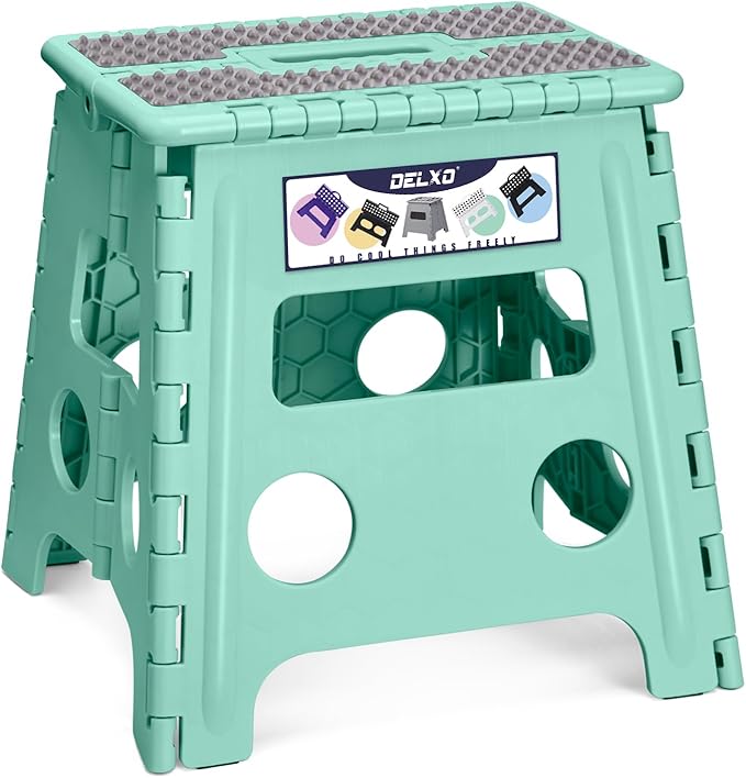 Delxo Folding Step Stool 13 Inch Non-Slip Foldable Stools Up to 300 LBS Kitchen by Delxo