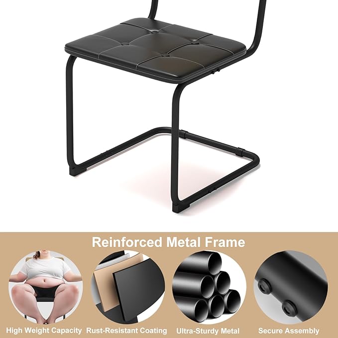 400lbs - Heavy Duty Rattan Dining Chair, Armrest Leather Cushions and Metal - Image 6