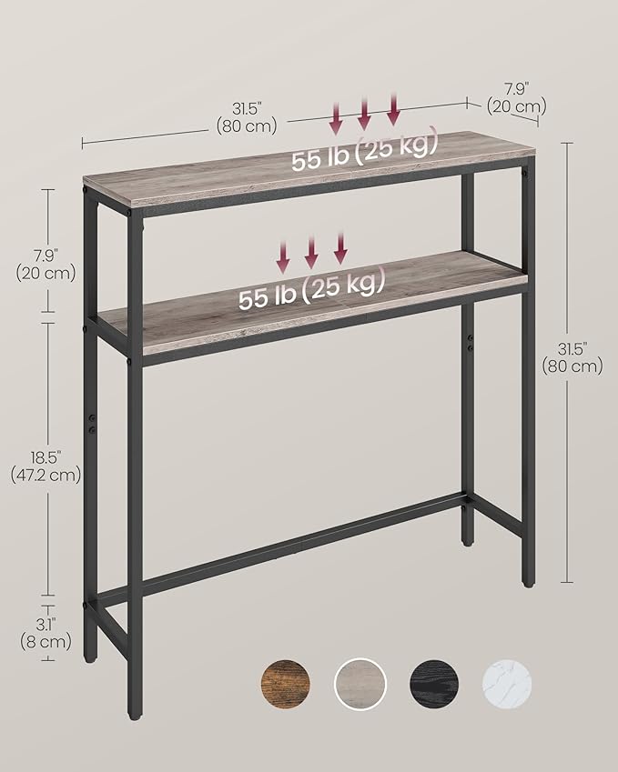 VASAGLE Console Table, 2-Tier Narrow Sofa Table - Image 3
