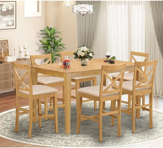 East West Furniture CAPU7H-OAK-C 7 Piece Kitchen Counter Height Dining Table by EastWestFurniture