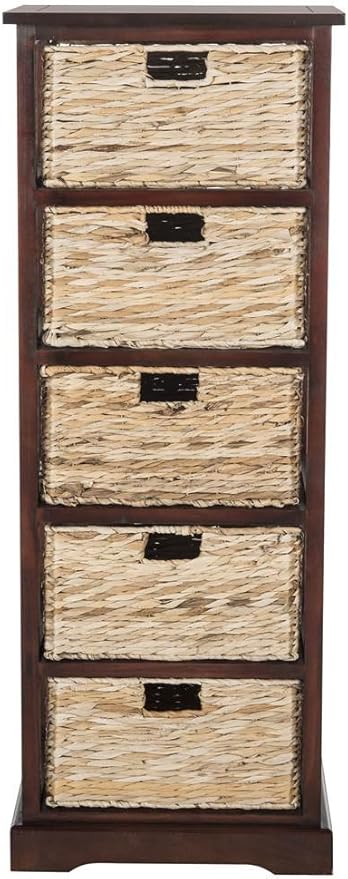 SAFAVIEH Home Collection Vedette Cherry 5-Drawer Wicker Basket Storage Tower - Image 4