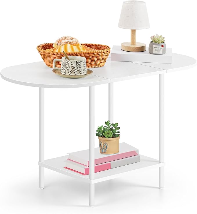 White Coffee Table for Living Room, Small Oval Coffee Table - Image 3