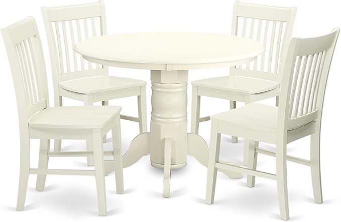 East West Furniture SHNO5-LWH-W 5 Piece Kitchen Table & Chairs Set Includes a by EastWestFurniture