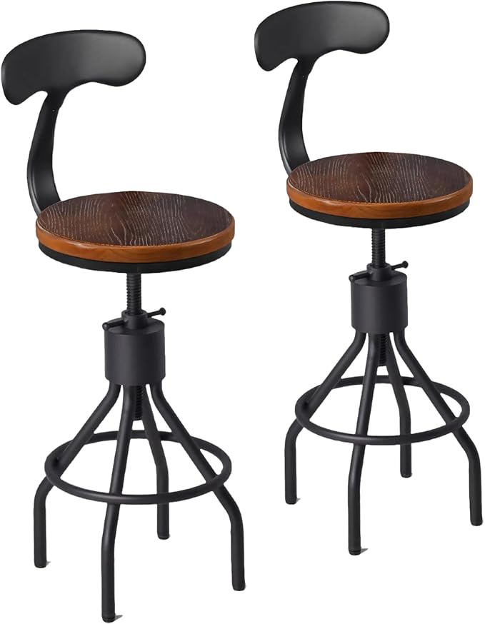 Diwhy Industrial Vintage Bar Stool, Kitchen Counter Height Adjustable Pipe Chair - Image 10