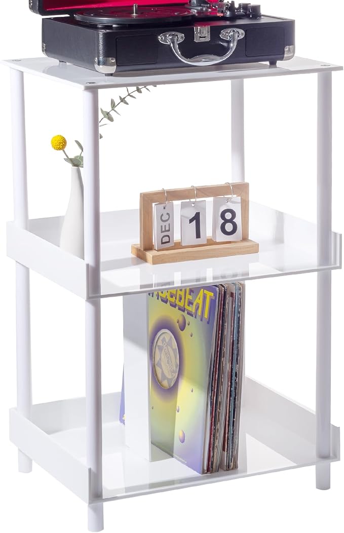 Antilope 18x14 White Acrylic Record Player Stand by Antilope