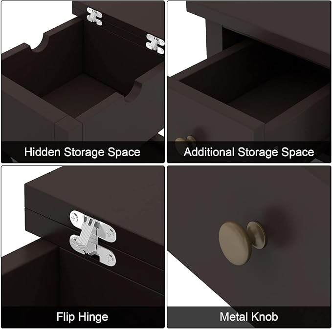 ChooChoo End Table Set of 2, Flip Top Narrow End Table - Image 8