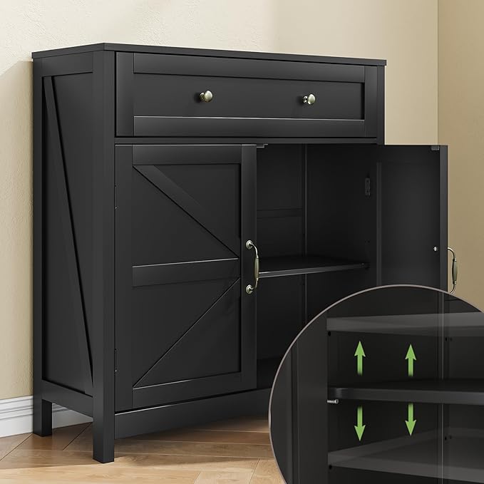 Buffet Sideboard with 2 Barn Doors, Freestanding Floor Storage Cabinet - Image 6
