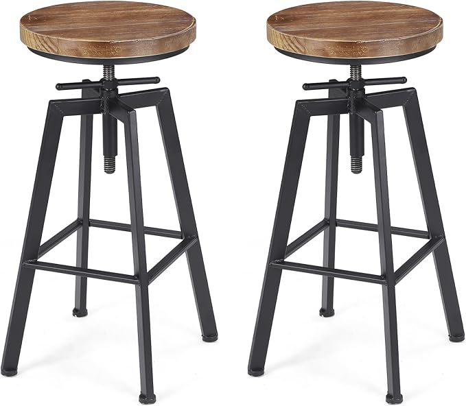 Vintage Adjustable Bar Stools Set of 2, Height Ranges from 24.8 to 30.8 inch by VILAVITA