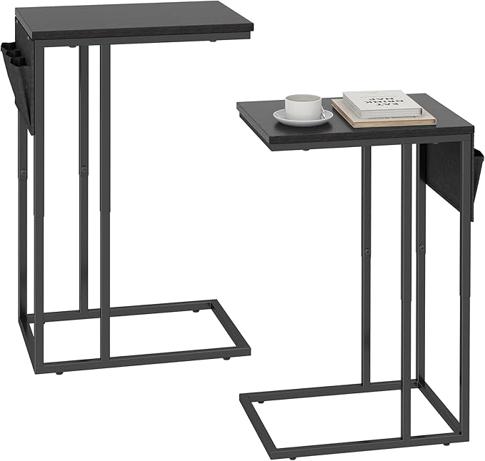 C Shaped End Table Set of 2, Side Table by Livofloral