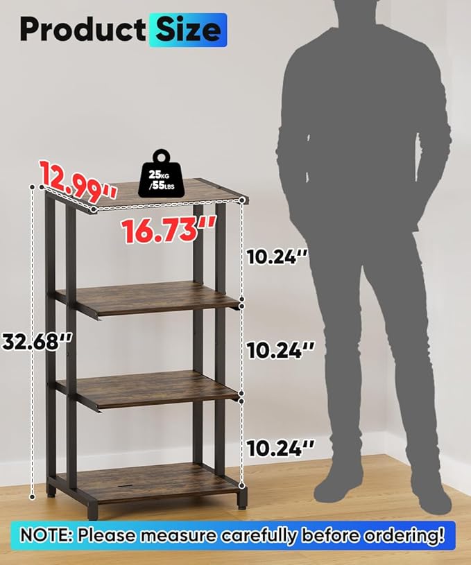 4-Tier Wooden Media Stand, AV Media Stand Corner Shelf - Image 2