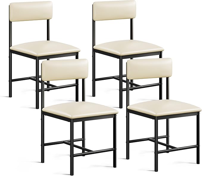 DWVO Dining Room Chairs Set of 4 White Modern Upholstered Dining Chairs Faux by DWVO