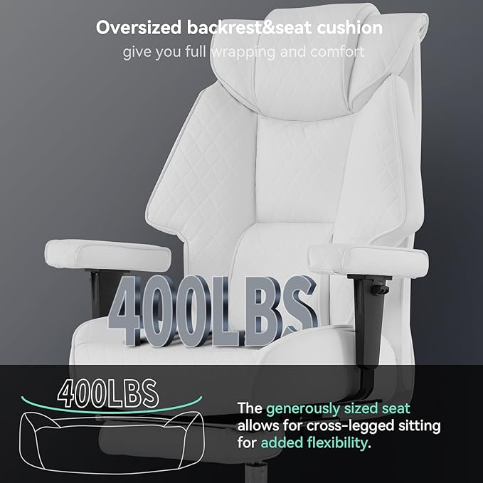 Big and Tall Office Chair with Footrest, PU Leather High Back Executive Office - Image 3