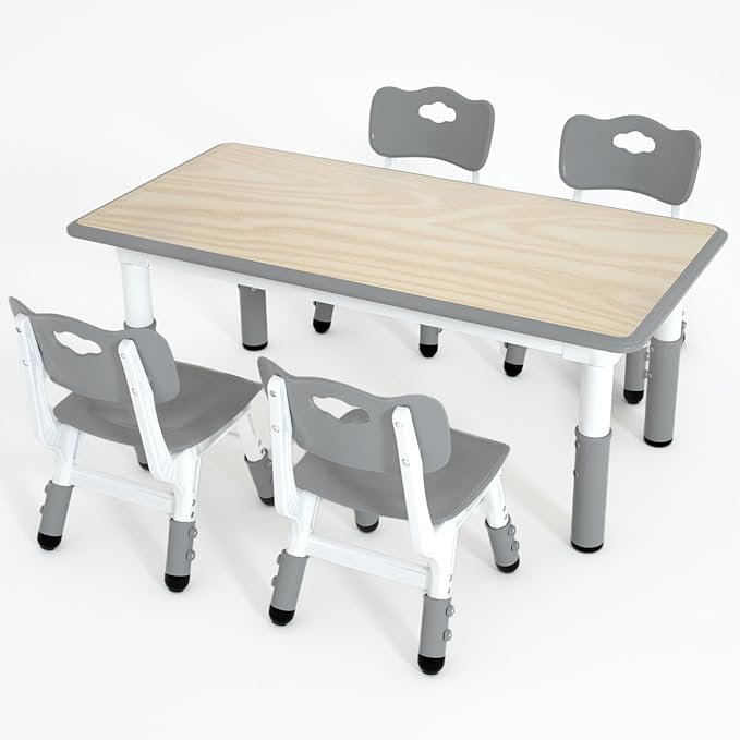 Kids Table and 4 Chairs Set，Height Adjustable Children Table & Chair，Toddlers by Unknown