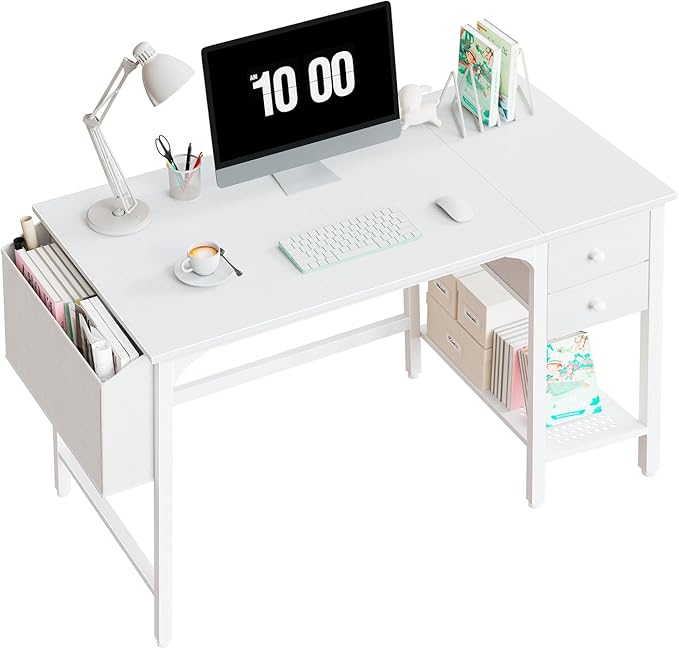 Lufeiya White Small Desk with Drawers by LUFEIYA