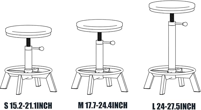 Rusitc Swivel PU Seat Bar Stools Industrial 24-28inch Height Adjustable Counter - Image 2