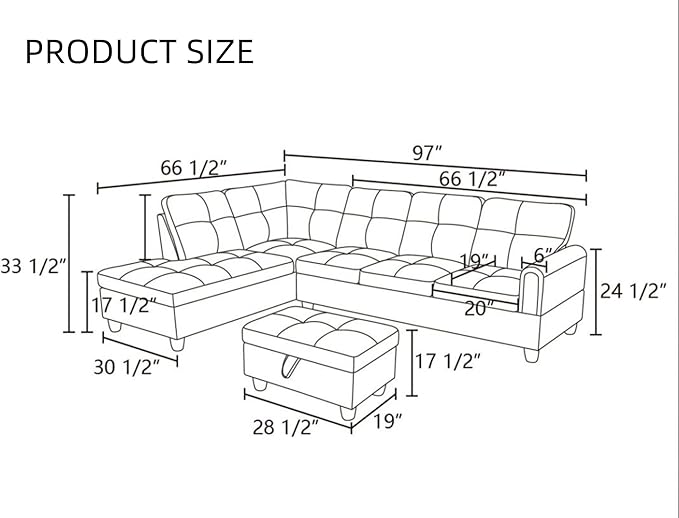 L Shaped Sectional Couches, Lounge Modular Sectional Sofa - Image 2