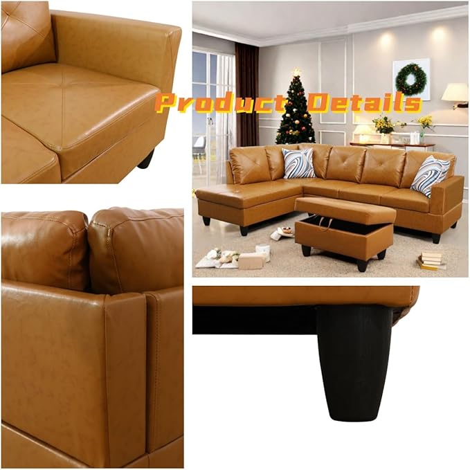 L Shaped Sectional Couch with Otttoman, Apartments - Image 3