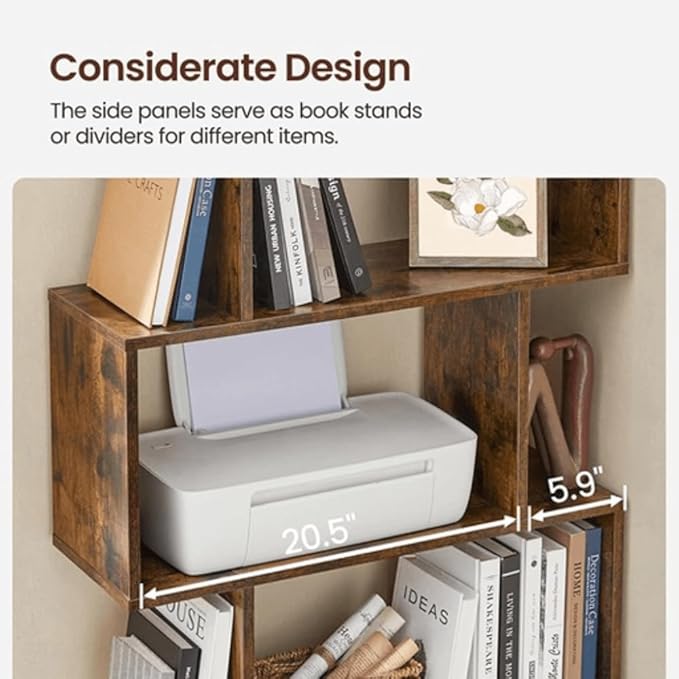 VASAGLE Bookcase, 5-Tier Bookshelf, Display Shelf and Room Divider, - Image 4