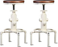Topower Aged Antique Vintage Industrial Barstool Solid Wood Water Pipe Fire by Topower