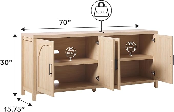 Walker Edison Sasha 4-Door Reeded Sideboard Buffet - Image 3