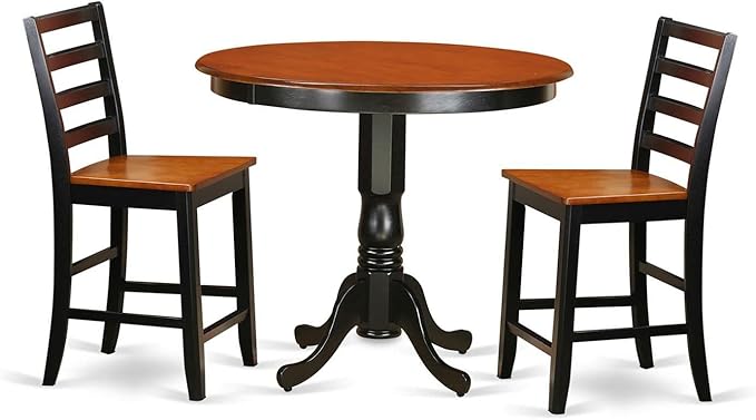East West Furniture TRFA3-BLK-W 3 Piece Counter Height Dining Set by EastWestFurniture
