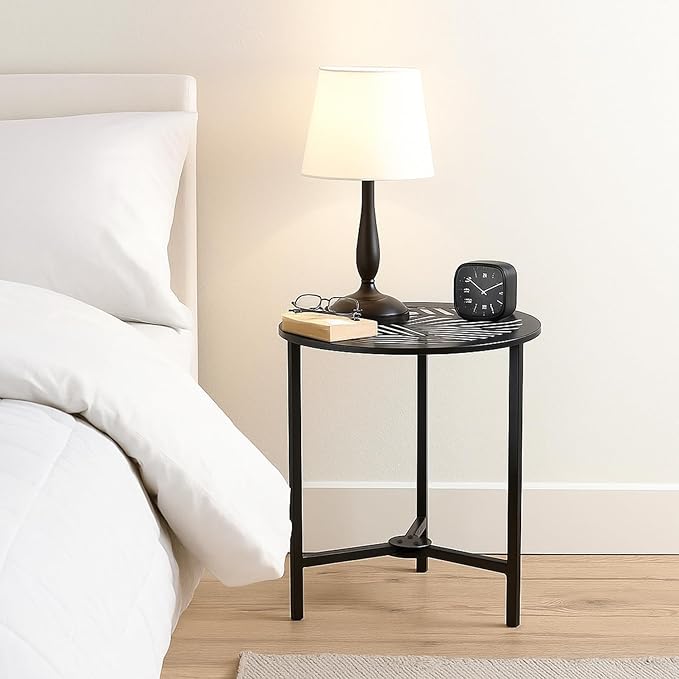 2 Packs 13" Small Metal Side Tables Indoor Black Outside End Table - Image 2