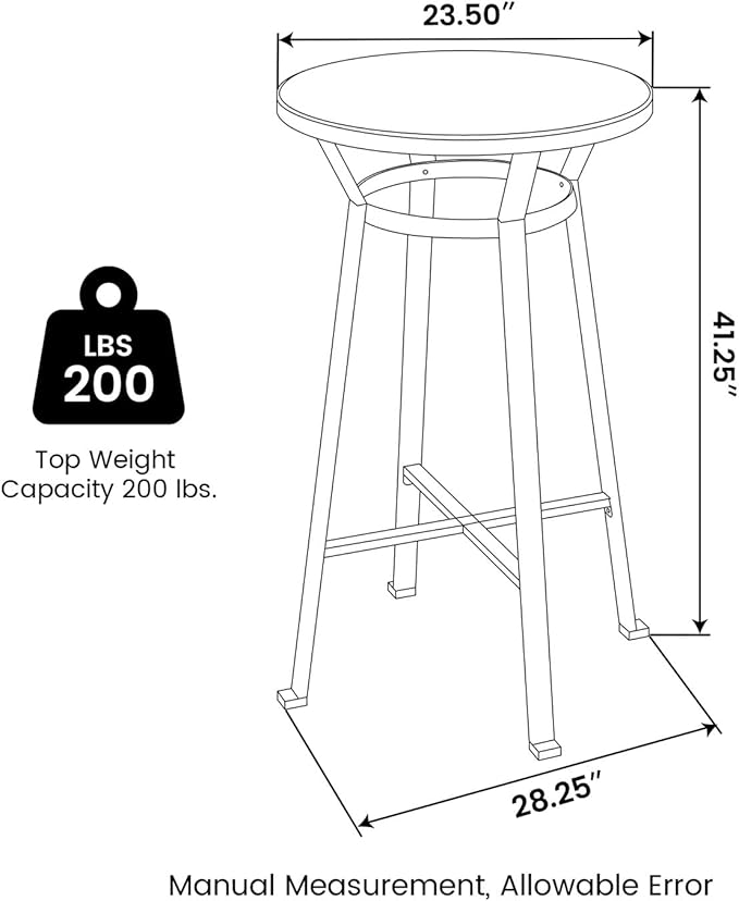 Glitzhome 41.25" H Rustic Steel Bar Table Round Solid Elm Wood Top Dining Room - Image 2