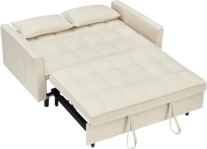 Ball & Cast Convertible Sofa Bed, Loveseat Sleeper Sofa W/Pull-Out Bed&2 Pillows - Image 12