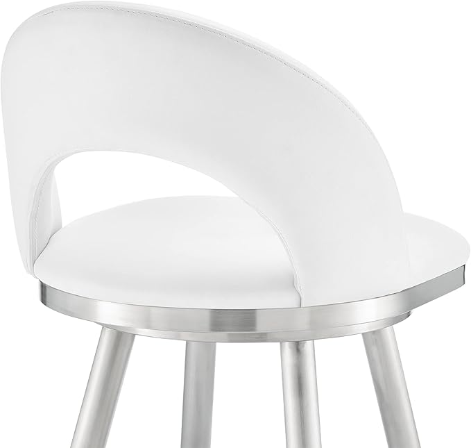 Armen Living Charlotte Swivel Bar Stool in Brushed Stainless Steel - Image 8