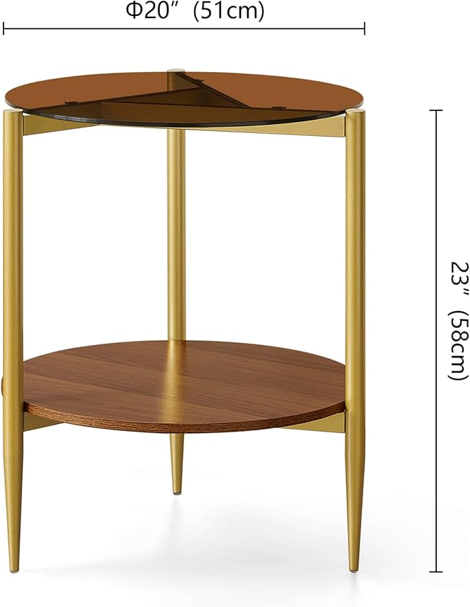 Round End Table, Mid-Century Modern Design, D20*H23 inch, - Image 2