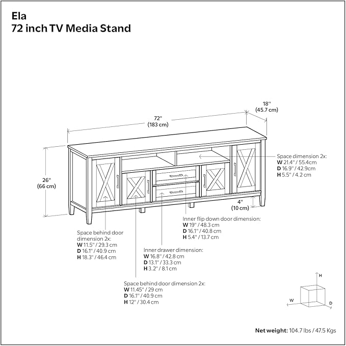 SIMPLIHOME Ela SOLID WOOD 72 inch Wide Transitional TV Media Stand in Smoky - Image 3