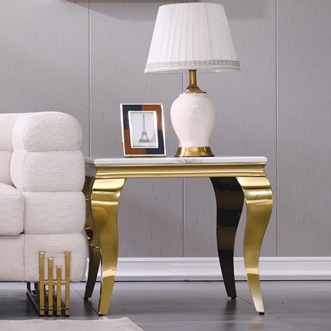 Gold End Table, Modern Square Living Room End Table - Image 8