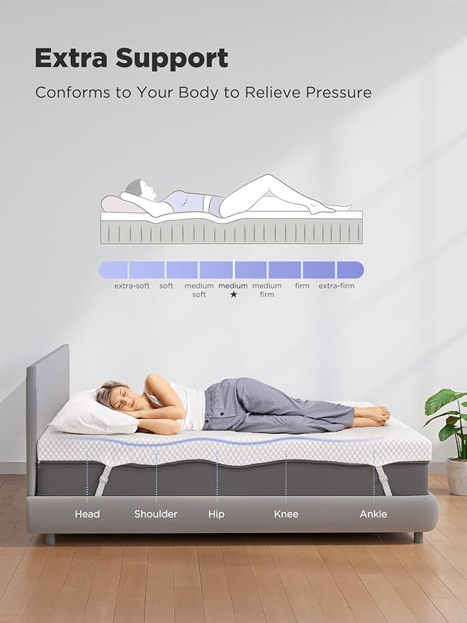 PERLECARE 4 Inch Gel Memory Foam Mattress Topper, Premium Soft Mattress Topper - Image 6