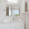 MOON MIRROR 36" x 24" Brushed Nickel Rectangle Bathroom Mirror, Tilting Rounded by MOONMIRROR