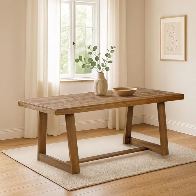 Plank+Beam 72 Inch Farmhouse Dining Table, Solid Wood Rustic Kitchen Table - Image 6