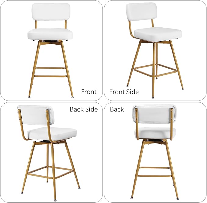Swivel Counter Height Bar Stools Set of 2, Faux Leather Bar Stools - Image 9