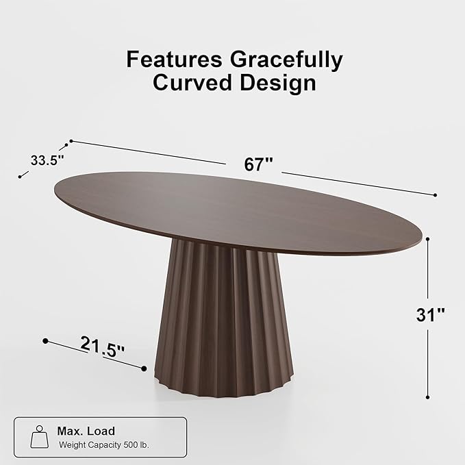 Casaphoria 67" Oval Dining Table, Modern Wood Kitchen Table - Image 2