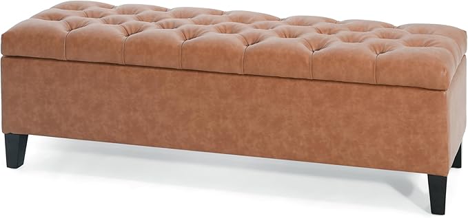Christopher Knight Home Ottilie PU Leather Storage Ottoman Bench, Wooden - Image 4