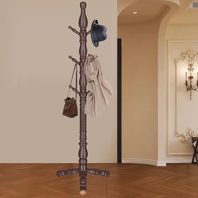 Wooden Coat Rack Stand, Vintage Wood Coat Rack Freestanding - Image 7