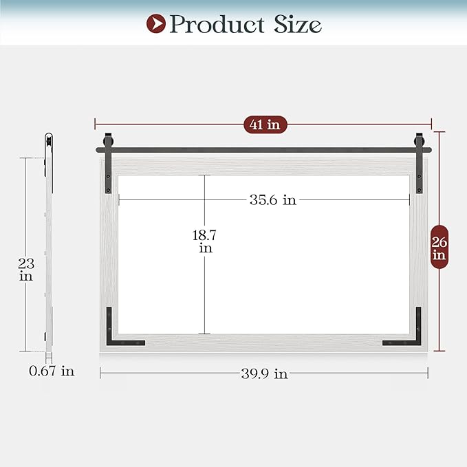 Farmhouse Mirror for Bathroom, Rectangle Barn Door Vanity Mirrors for Wall - Image 3