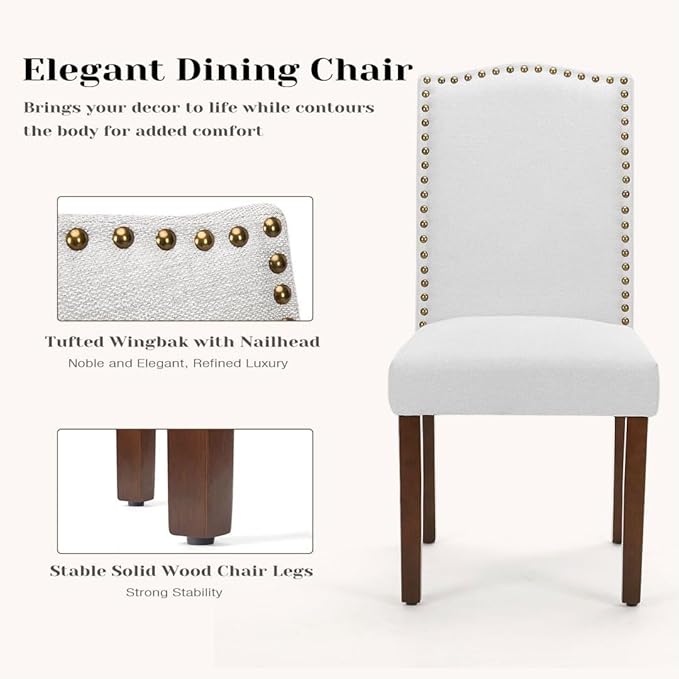 Kitchen Chairs Set of 6 Modern Upholstered Fabric Seat - Image 6