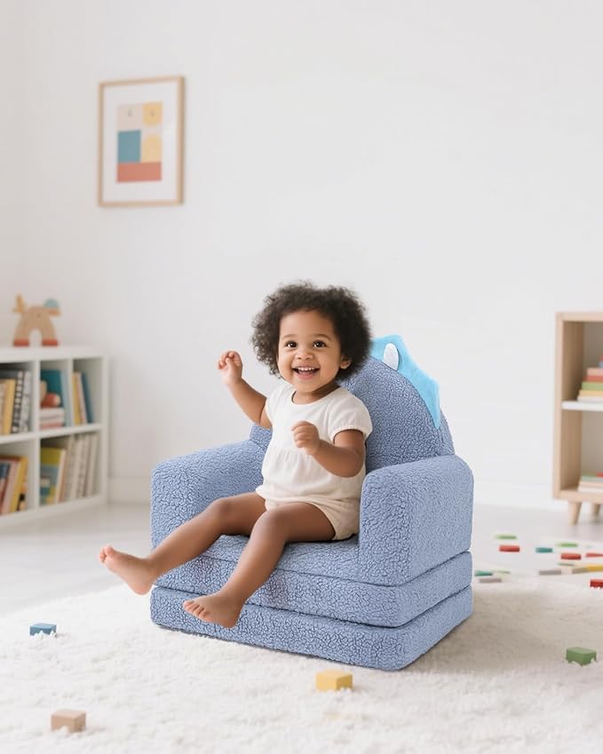 MOONBEEKI 2-in-1 Foldable Toddler Couch, Soft Sherpa Fabric - Image 7