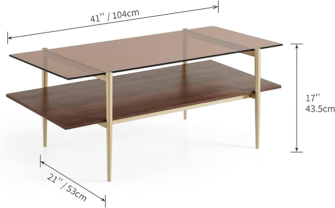 AGV LIGHTING Tadio Glass Coffee Table, Mid-Century Modern Coffee Table - Image 2
