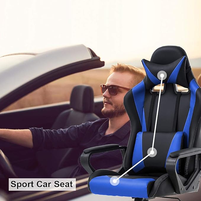 BestOffice High-Back Gaming Chair PC Office Chair Computer Racing Chair PU Desk - Image 7