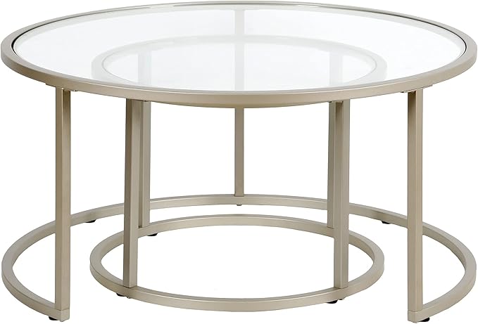 Watson Round Nested Coffee Table in Satin Nickel - Image 4