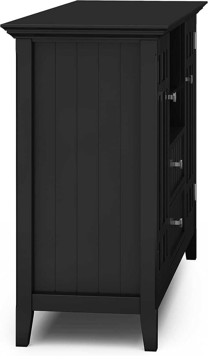 SIMPLIHOME Bedford Solid Wood 53 inch Wide Transitional TV Media Stand in Black - Image 6