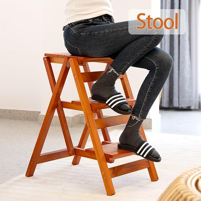 Wooden Step Stool for Adults/Folding stools Wood Step Ladder/Lightweight Step - Image 5