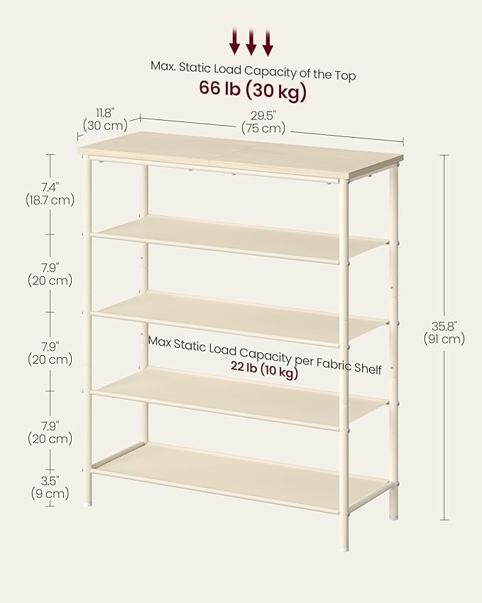 VASAGLE Shoe Rack, 5-Tier Shoe Storage Organizer - Image 3